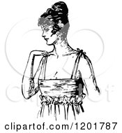 Clipart Of A Vintage Black And White Elegant Woman Royalty Free Vector Illustration
