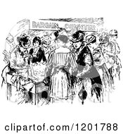 Poster, Art Print Of Vintage Black And White Bargain Counter With Ladies