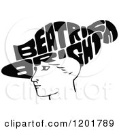 Clipart Of A Vintage Black And White Beatrice Bright Royalty Free Vector Illustration