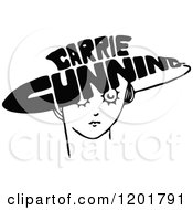 Clipart Of A Vintage Black And White Carrie Cunning Royalty Free Vector Illustration