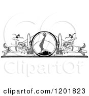 Clipart Of A Vintage Black And White Horse Circus Act Royalty Free Vector Illustration