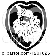 Clipart Of A Vintage Black And White Clown Lady In A Heart Royalty Free Vector Illustration by Prawny Vintage