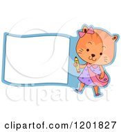 Poster, Art Print Of Student Cat Holding A Pencil By A Sign Or Label