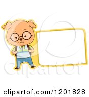 Clipart Of A Student Dog Standing By A Sign Or Label Royalty Free Vector Illustration