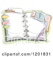 Clipart Of A Blank Open Notebook With Tags Royalty Free Vector Illustration by BNP Design Studio