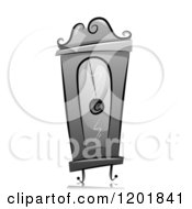 Clipart Of A Grayscale Grandfather Clock Royalty Free Vector Illustration