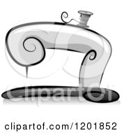 Clipart Of A Grayscale Sewing Machine Royalty Free Vector Illustration