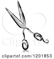 Clipart Of A Grayscale Pair Of Scissors Royalty Free Vector Illustration