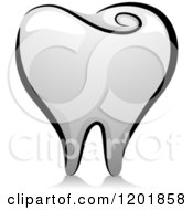 Clipart Of A Grayscale Tooth Royalty Free Vector Illustration