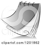 Clipart Of A Grayscale Notepad Royalty Free Vector Illustration