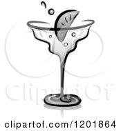 Clipart Of A Grayscale Alcoholic Cocktail Beverage Royalty Free Vector Illustration
