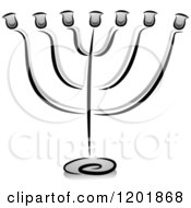 Clipart Of A Grayscale Candelabra Royalty Free Vector Illustration
