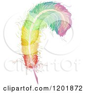 Clipart Of A Colorful Feather Quill Royalty Free Vector Illustration