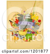 Poster, Art Print Of Kitchen Appliances And Tools Over Grunge