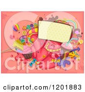 Sign With Colorful Sweets And Candy On Pink Grunge