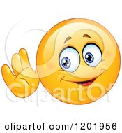 Poster, Art Print Of Yellow Emoticon Smiley Cupping His Ear And Listening