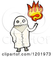 Cartoon Of A Mad Scientist With Flames Royalty Free Vector Illustration by lineartestpilot