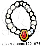 Cartoon Of A Pearl And Ruby Necklace Royalty Free Vector Illustration by lineartestpilot