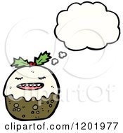 Cartoon Of A Thinking Christmas Pudding Character Royalty Free Vector Illustration
