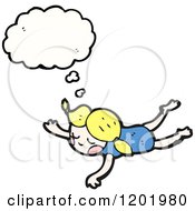Cartoon Of A Girl Flying And AThinking Royalty Free Vector Illustration