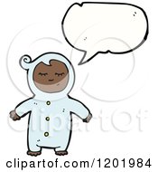 Cartoon Of A Black Toddler Speaking Royalty Free Vector Illustration by lineartestpilot