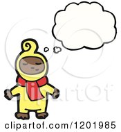 Cartoon Of A Black Toddler Thinking Royalty Free Vector Illustration by lineartestpilot