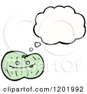 Cartoon Of A Green Vampire Tomato Thinking Royalty Free Vector Illustration by lineartestpilot