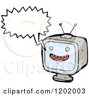 Cartoon Of A TV Speaking Royalty Free Vector Illustration by lineartestpilot