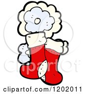 Cartoon Of Christmas Stockings And Clouds Royalty Free Vector Illustration by lineartestpilot