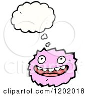 Cartoon Of A Pink Monster Thinking Royalty Free Vector Illustration