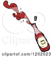 Cartoon Of A Spraying Wine Bottle Royalty Free Vector Illustration by lineartestpilot