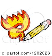 Cartoon Of A Flaming Pencil Royalty Free Vector Illustration