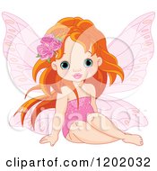 Poster, Art Print Of Red Haired Little Fairy Girl With Roses In Her Hair