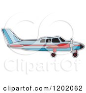 Clipart Of A Small Blue And Red Light Airplane 3 Royalty Free Vector Illustration