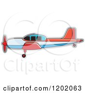 Clipart Of A Small Blue And Red Light Airplane 2 Royalty Free Vector Illustration