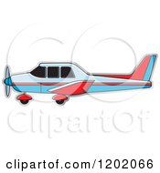 Clipart Of A Small Blue And Red Light Airplane Royalty Free Vector Illustration