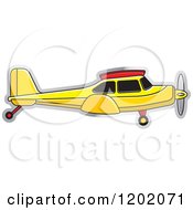 Clipart Of A Small Yellow Light Airplane Royalty Free Vector Illustration