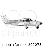 Clipart Of A Small Silver Light Airplane 6 Royalty Free Vector Illustration