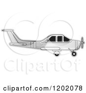 Clipart Of A Small Silver Light Airplane 4 Royalty Free Vector Illustration