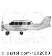 Clipart Of A Small Silver Light Airplane 10 Royalty Free Vector Illustration