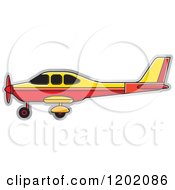 Clipart Of A Small Red And Yellow Light Airplane Royalty Free Vector Illustration