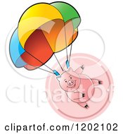 Poster, Art Print Of Pig Parachuting Over A Pink Icon
