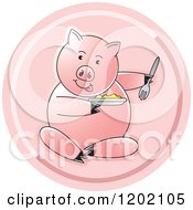 Poster, Art Print Of Pig Sitting And Eating Icon