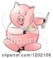 Poster, Art Print Of Pig Sitting And Eating