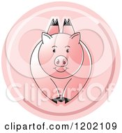 Clipart Of A Pink Pig Leaping Icon Royalty Free Vector Illustration