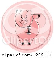 Clipart Of A Fit Pig Exercising With A Dumbbell Icon Royalty Free Vector Illustration