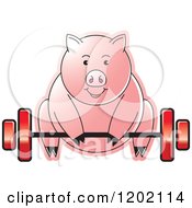 Poster, Art Print Of Fit Pig Exercising And Lifting A Barbell