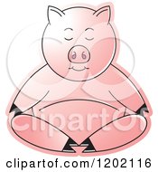 Clipart Of A Pig Meditating Royalty Free Vector Illustration by Lal Perera