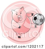 Poster, Art Print Of Sporty Pig Playing Soccer Icon