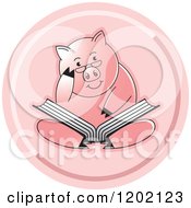 Poster, Art Print Of Pig Sitting And Reading A Book Icon